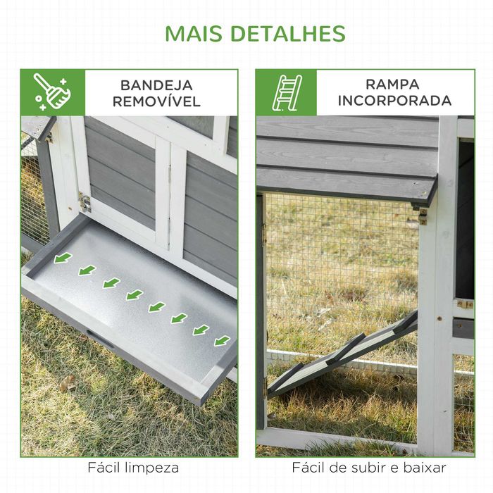 Galinheiro de Madeira p/ Exterior com Ninho,  150x54x87 cm