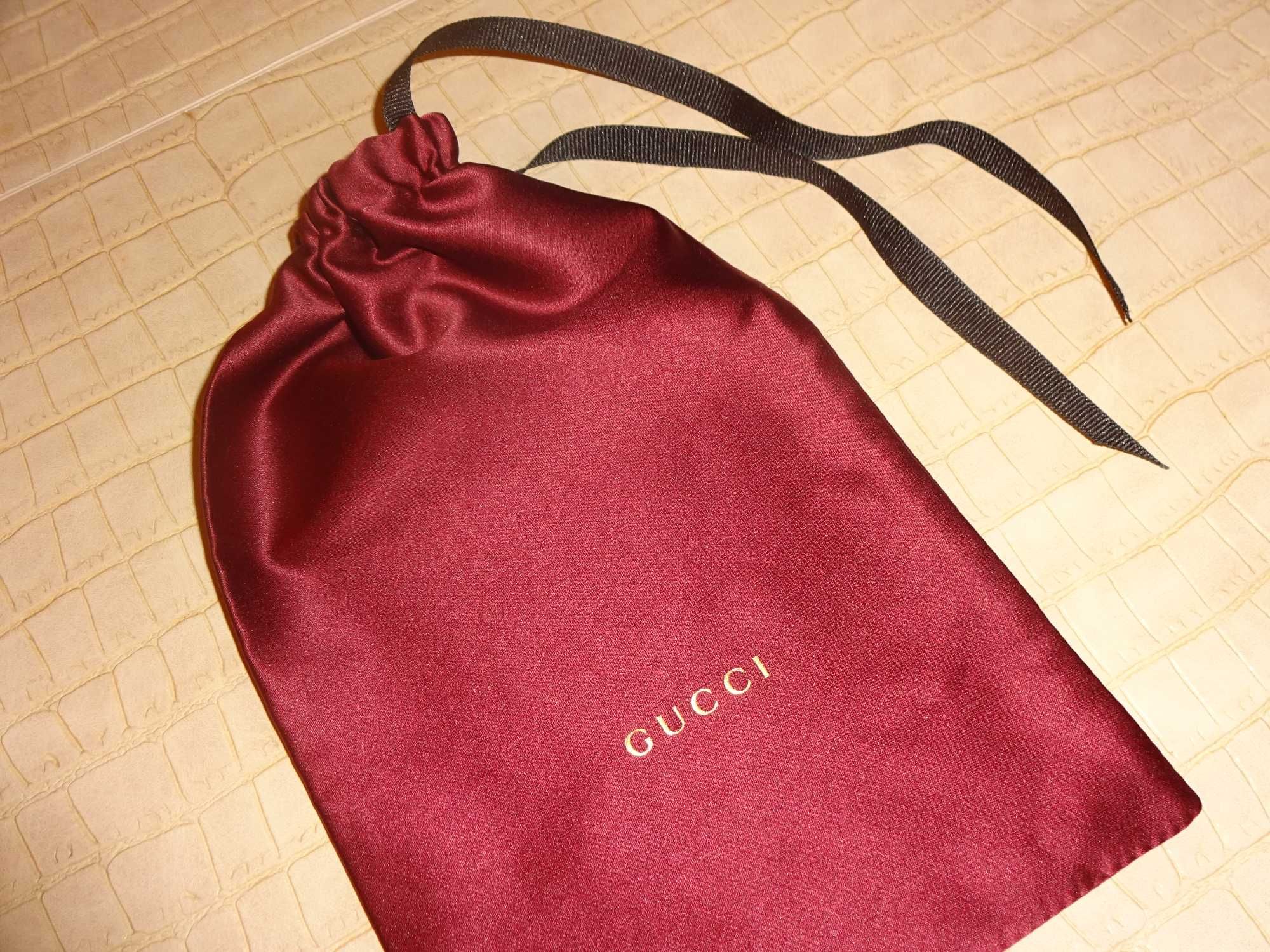 GUCCI oryg. bordowe satynowe etui pokrowiec woreczek na okulary