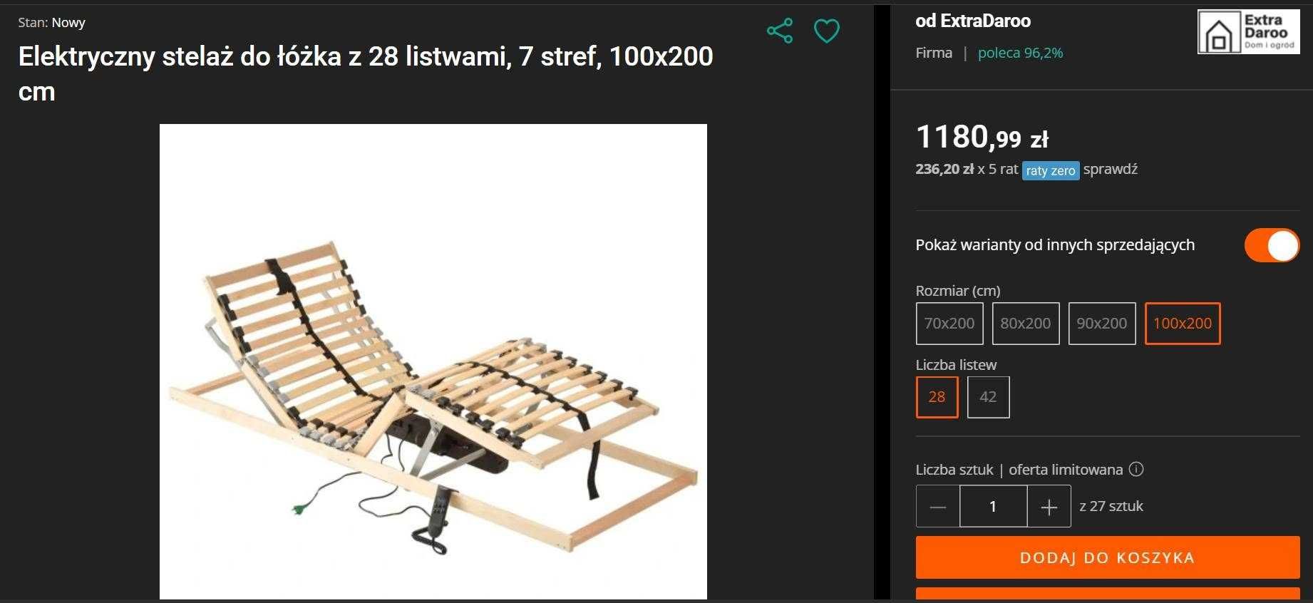 Łóżko dla seniora lub osoby leżącej
