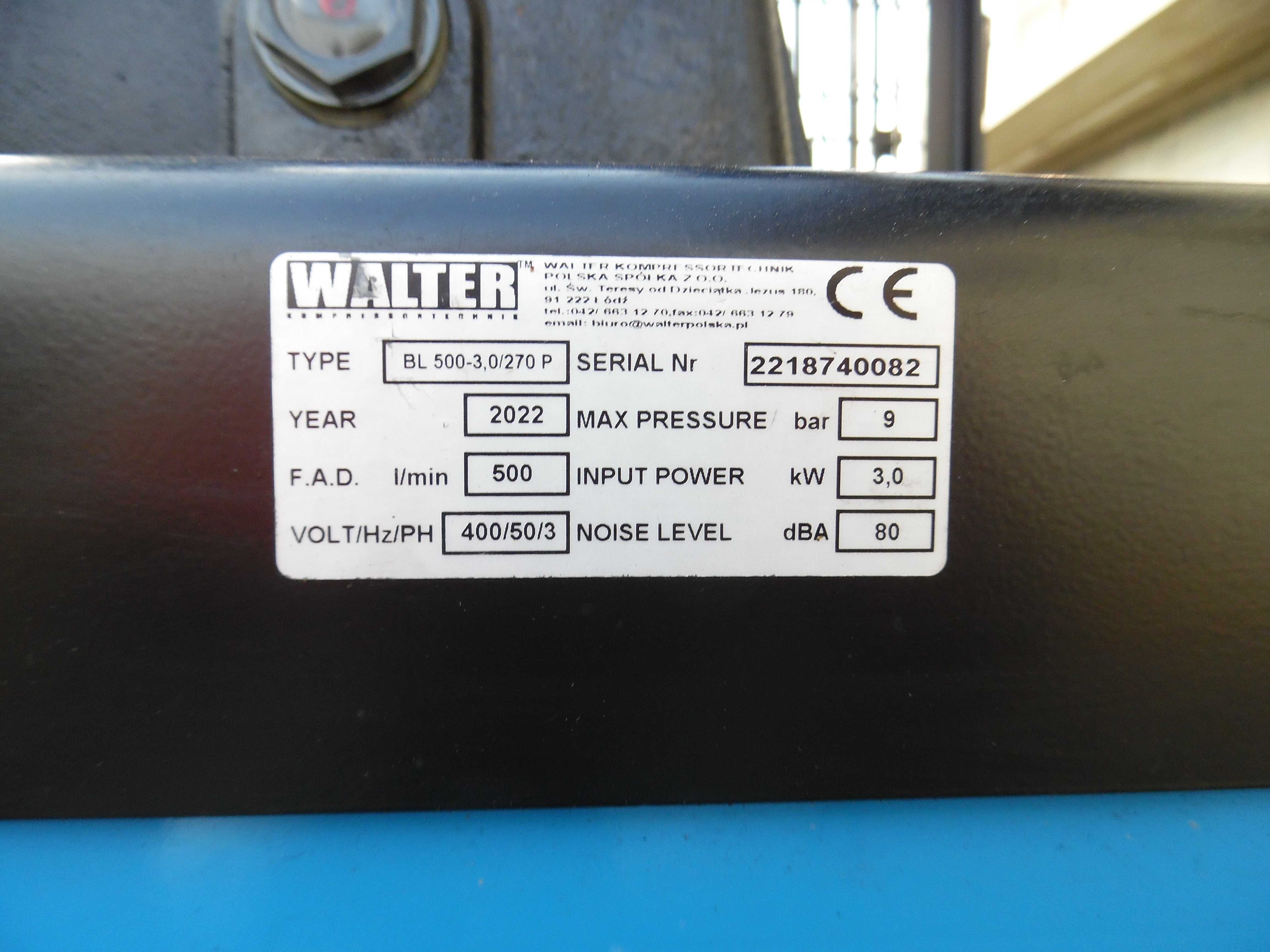 Sprężarka WALTER 270L 2022R.
