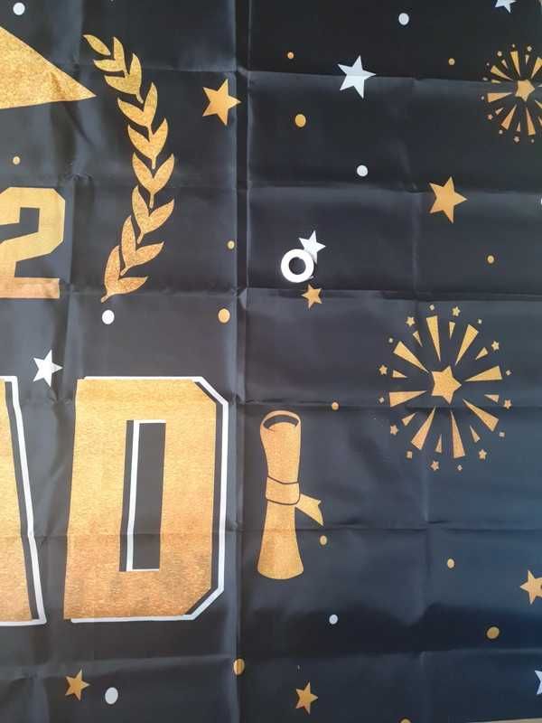 Tkanina dekoracyjna, na stół lub do powieszenia, nowa, czarno złota