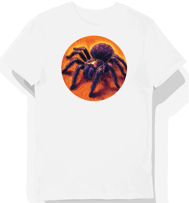 Koszulka męska biała z nadrukiem pająka na rozgrzanym tle XL