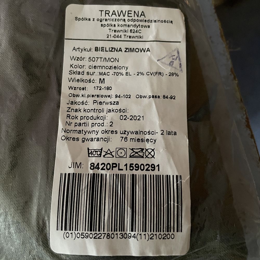Bielizna zimowa wz. 507T/MON rozm. M