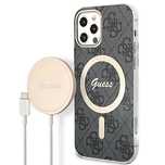 Etui Guess 4G Print MagSafe na iPhone 12 / iPhone 12 Pro + ładowarka i