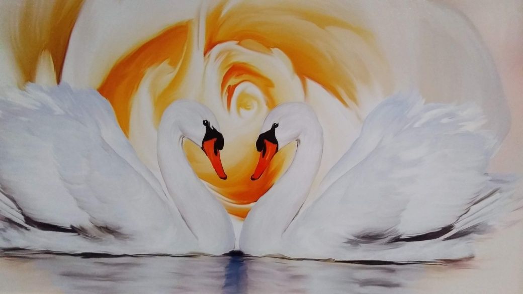 Картина репродукция " Лебеди" 60х100 см.