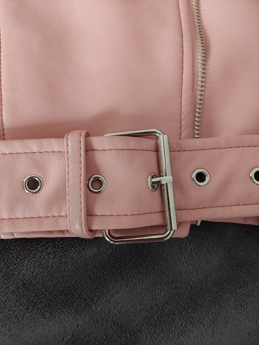 Kurtka skórzana ramoneska biker bershka pudrowy róż M aesthetic