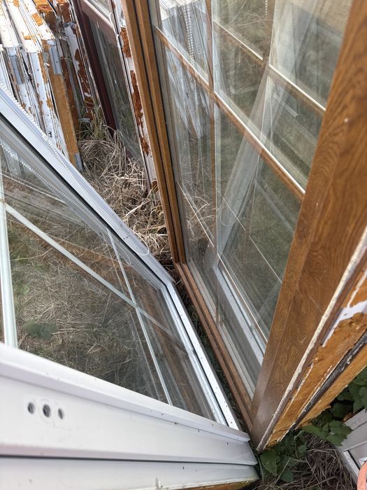 3x okno balkonowe plastikowe 86x209 zloty dab biale z roleta wewnetrzn