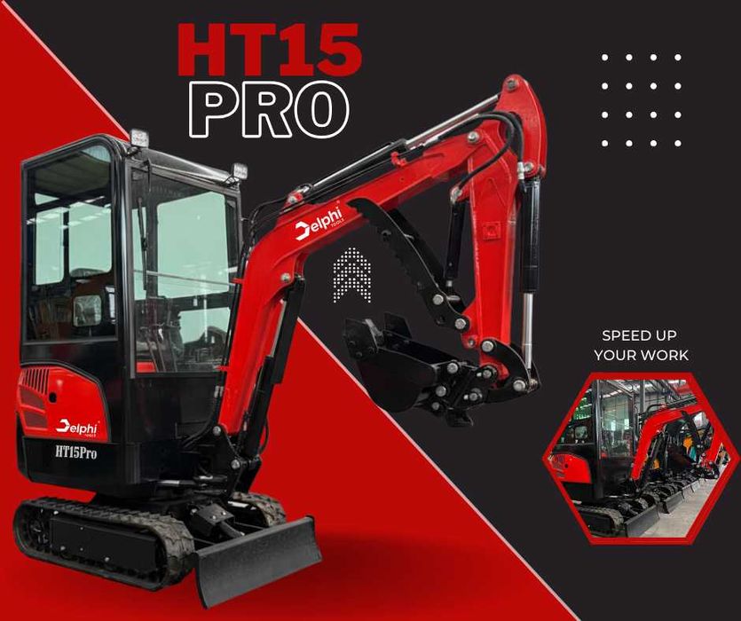 Minikoparka mini koparka Gąsienicowa Delphi HT15 PRO z Kabiną 1500kg