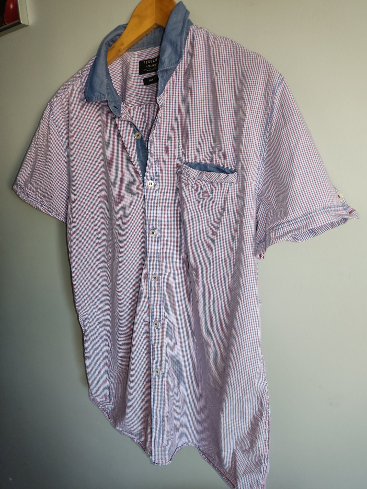 Reserved koszula męska kratka modny fason slim fit r.XL