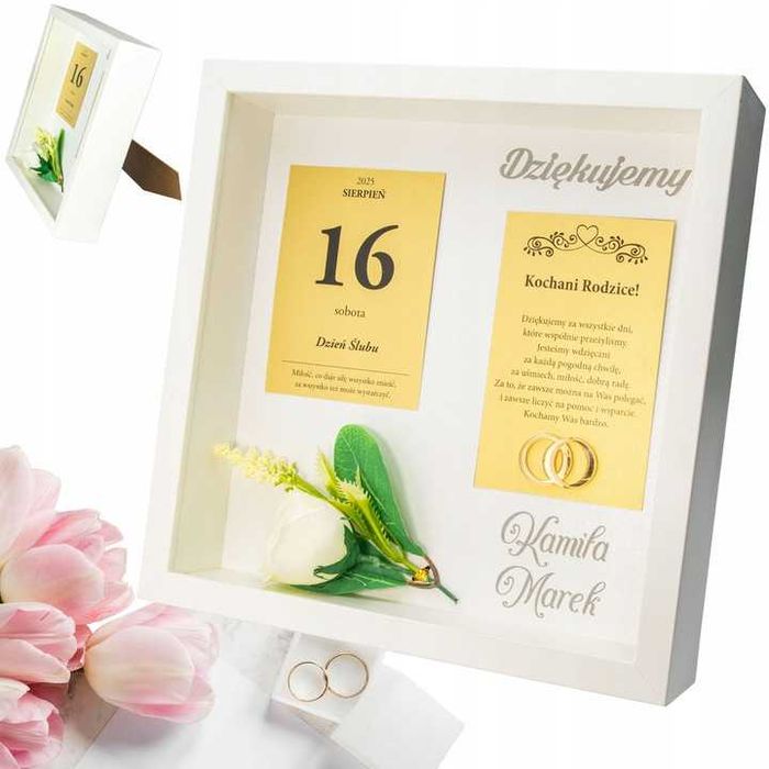 Podziękowania DLA RODZICÓW Mamy Taty Ślub Wesele w Ramce Obraz Plakat