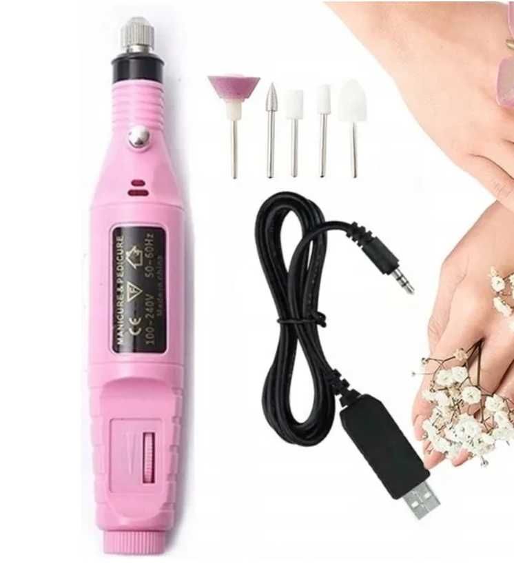 FREZARKA DO PAZNOKCI do manicure pedicure + zestaw frezów frezy kabel