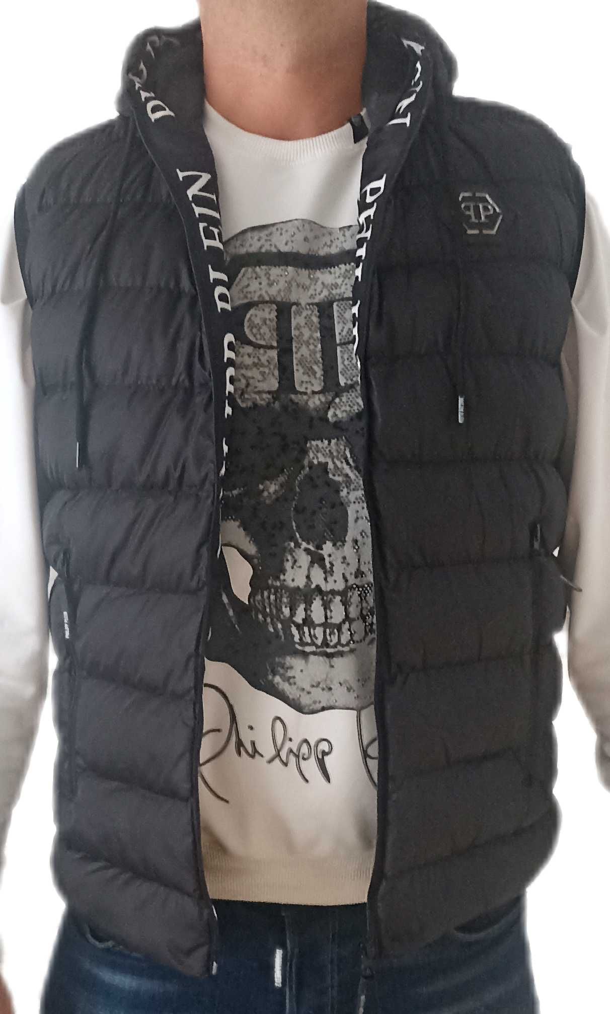 Philipp Plein Puchowa Kamizelka z Kapturem r.XXL