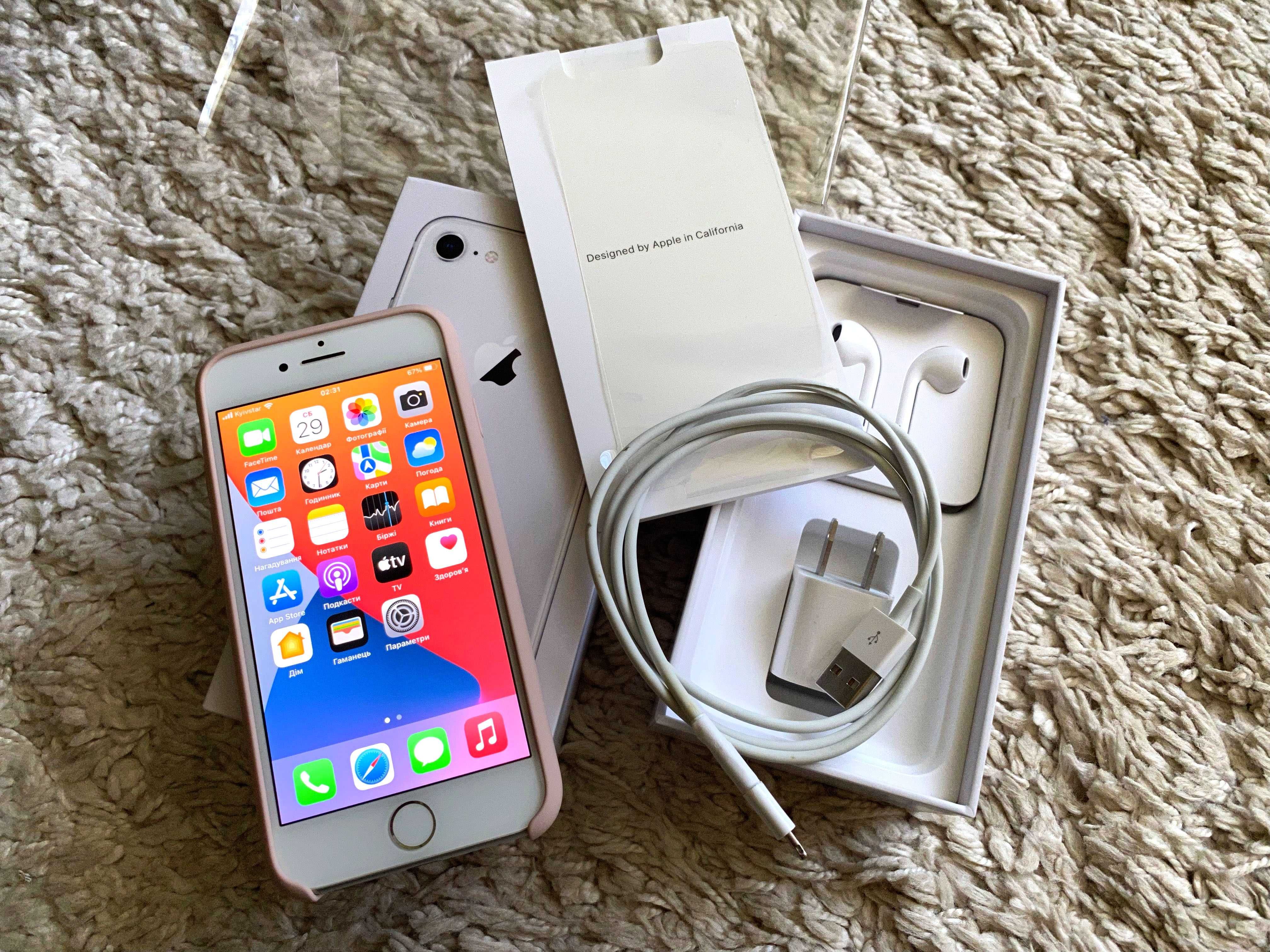 iPhone 8 Silver 64 Gb АКБ 100% (повний комплект + ориг чохол)