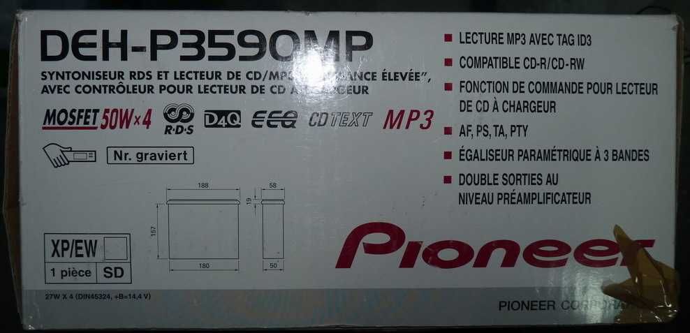 Autoradio Pioneer 4x50 watts deh-p3590mp - ler anúncio