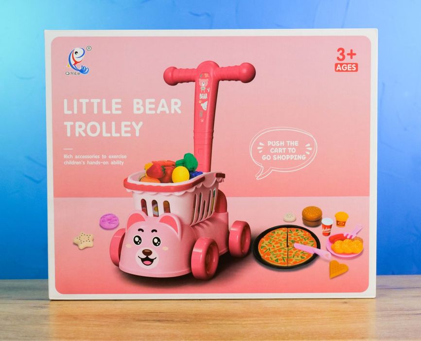 Візок-каталка з кошиком та продуктами (2 кольори, 30 елементів)