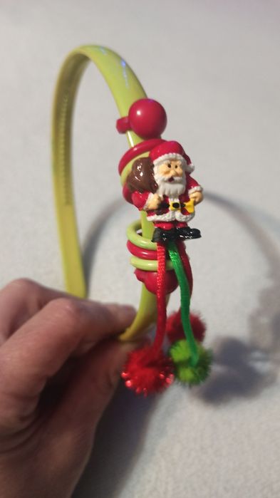 Opaska do włosów dla dziewczynki z Mikołajem Ozdoba do włosów Mikołaj