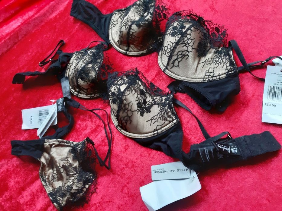 Elle Mac Pherson 32,34 s komplet czarno złoty piękny Lux elegancja