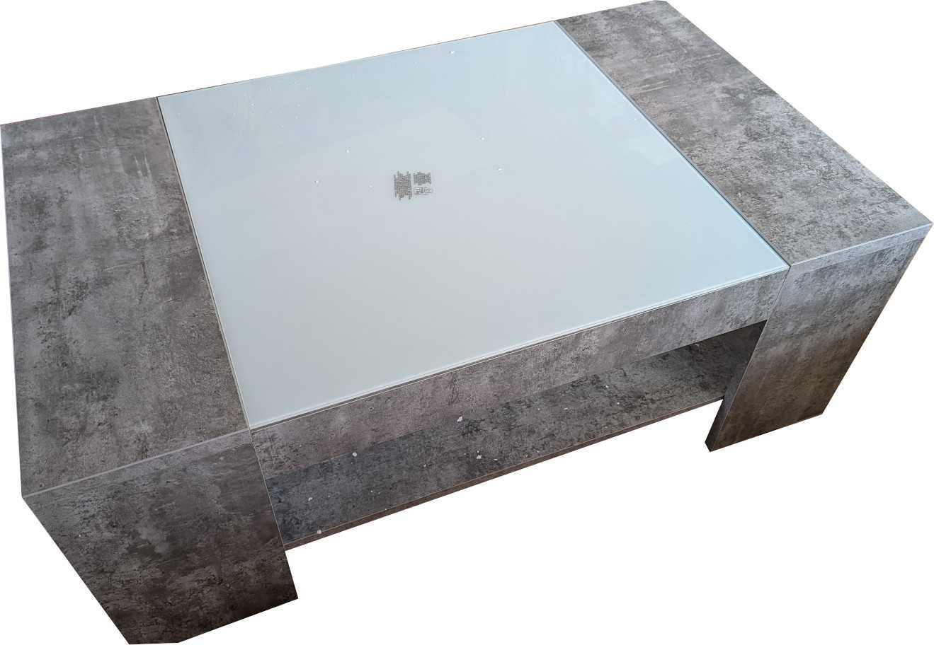 FORTE Brady stolik kawowy z półką, wygląd betonu, 120 x 71 x 45 cm