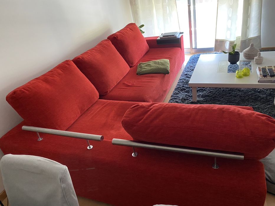 Sofá c/chaise longue vermelho 2,00x1,00x0,85 (x2)