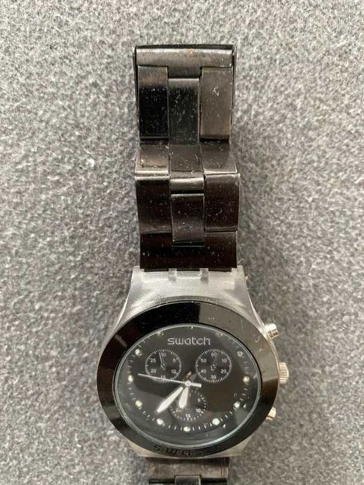 Relógio masculino estilo Swatch preto