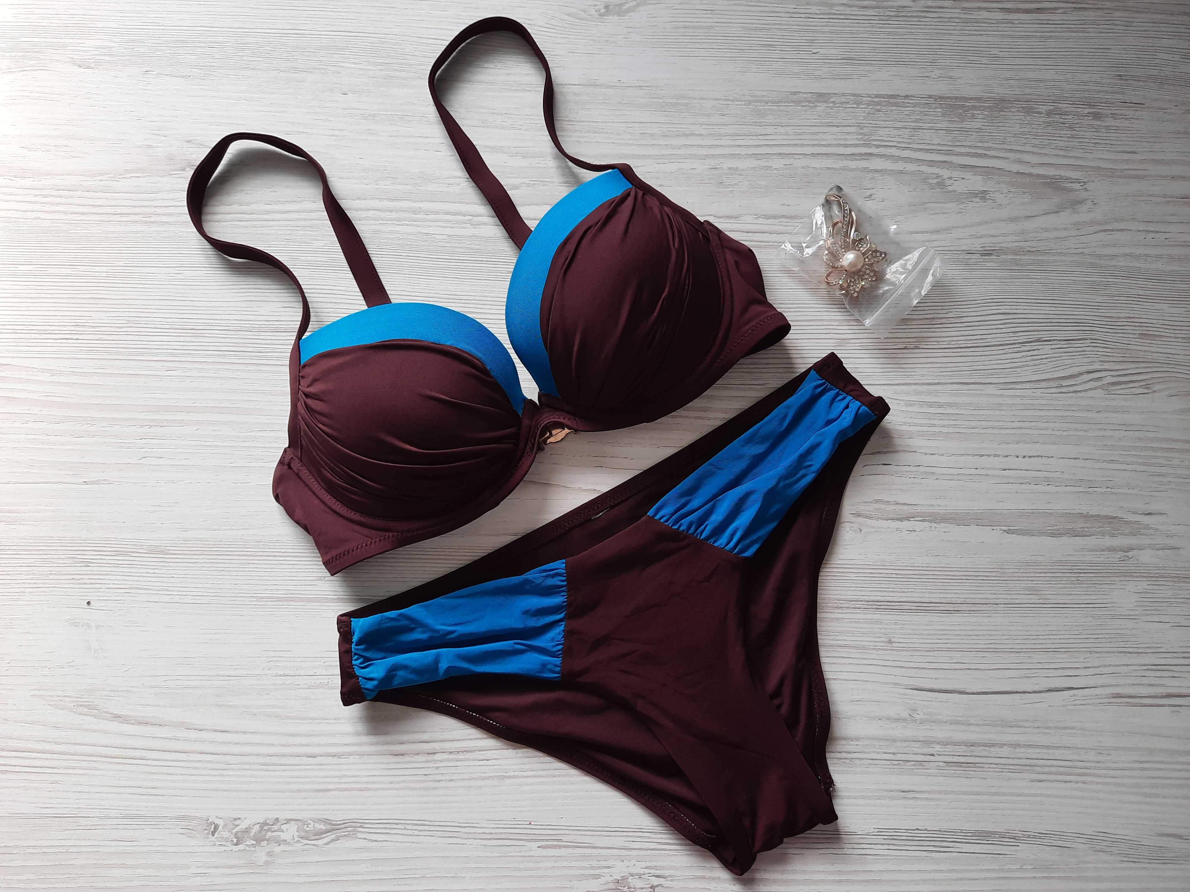 Купальник Victoria's secret оригинал бандо пушап пайетки с брошкой S M