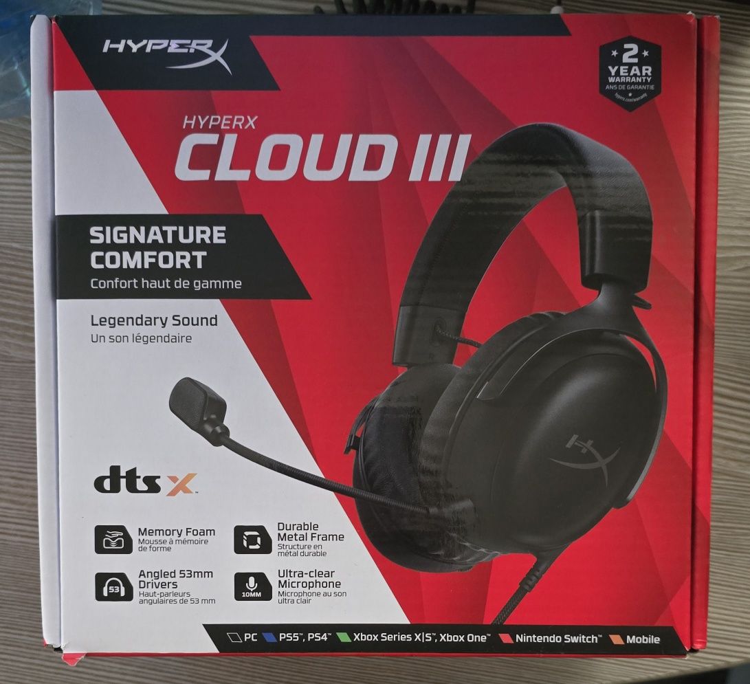 Słuchawki gamingowe HyperX Cloud III czarne Stan Idealny