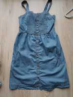 Sukienka dla dziewczynki sportowa jeansowa niebieska Tommy Hilfiger