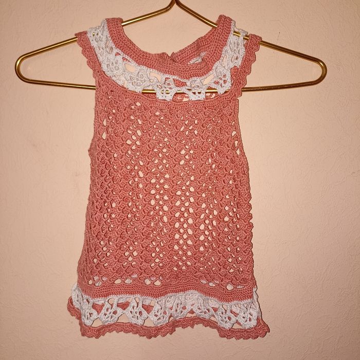 Розовая вязаная туника