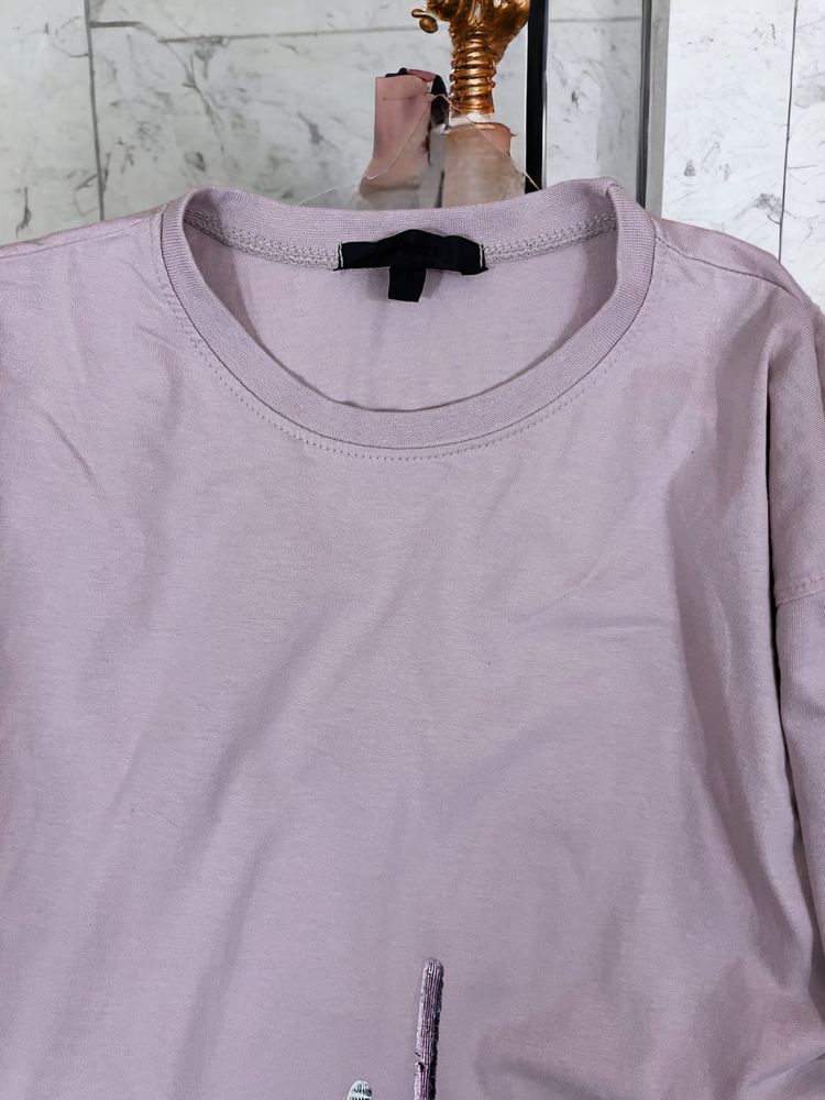 Mennance roz. S męski t-shirt z nadrukiem oversize
