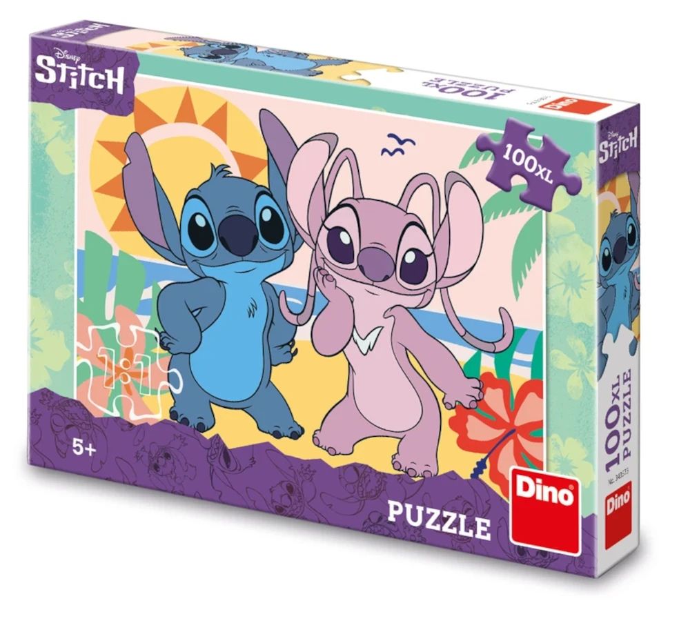 Duże puzzle dla dzieci Stitch na plaży 100 elementów