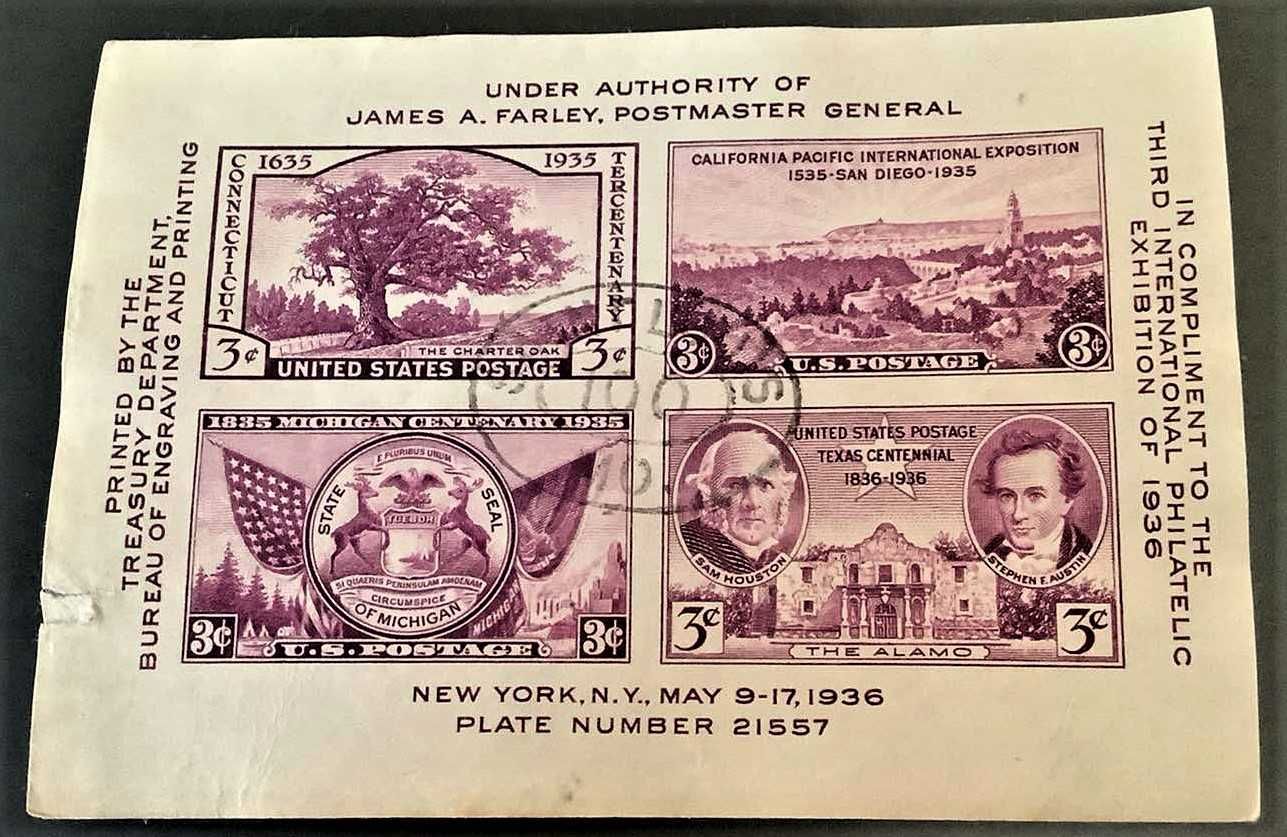 21 марка из Первого выпуска 1938г Президентов США , миниблоки США