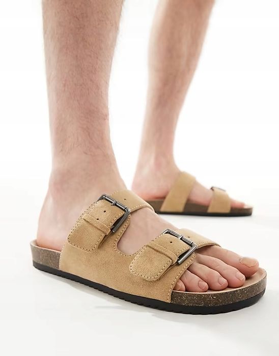Pull&Bear 42 Brązowe Klapki Ze Sprzączką R13055
