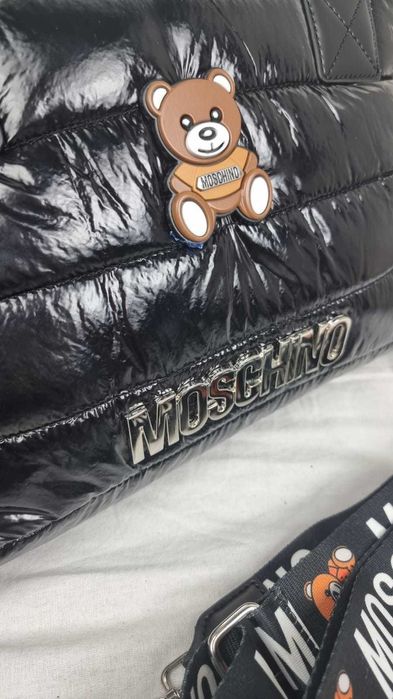 Torba maly mis Moschino torebka pikowana śliska nowość logowana hit