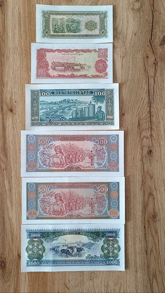 Zestaw Laos 6 banknotów UNC