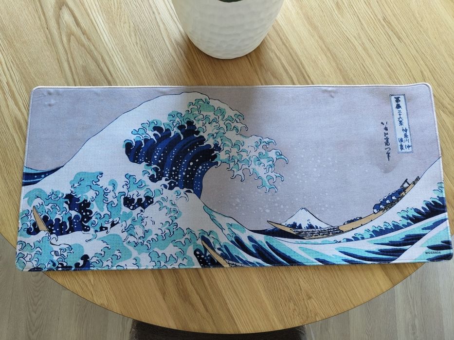 Tapete de Rato XXL com Padrão Japonês (Onda de Kanagawa) - 80x35 cm