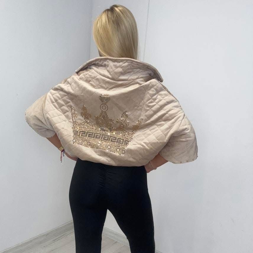 Kurtka Paparazzi Fashion welur cyrkonie kamienie rozmiar uni