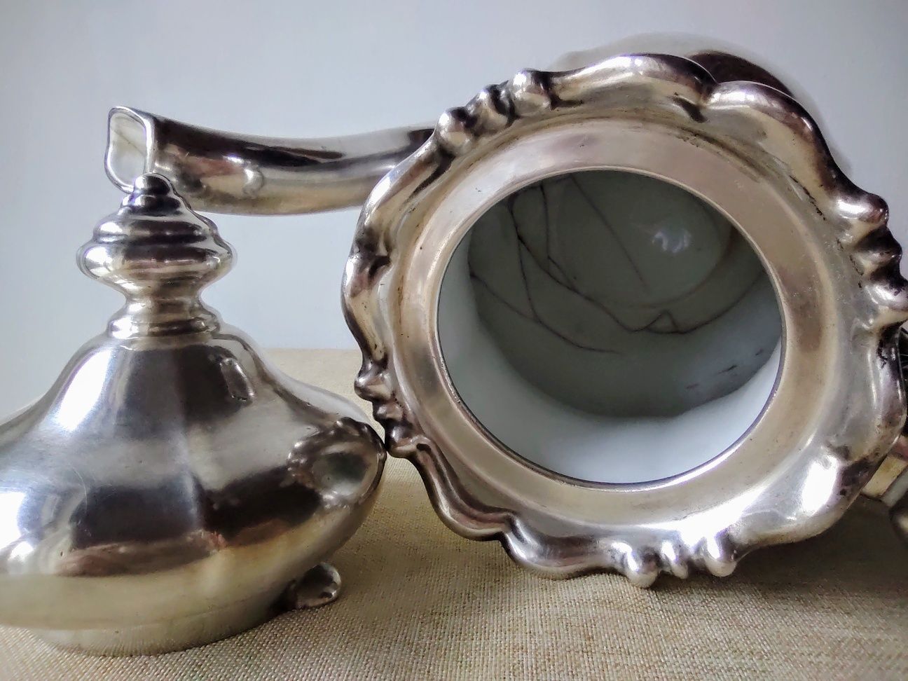 Zestaw porcelana w srebrze WMF Niemcy dzbanek cukiernica mlecznik