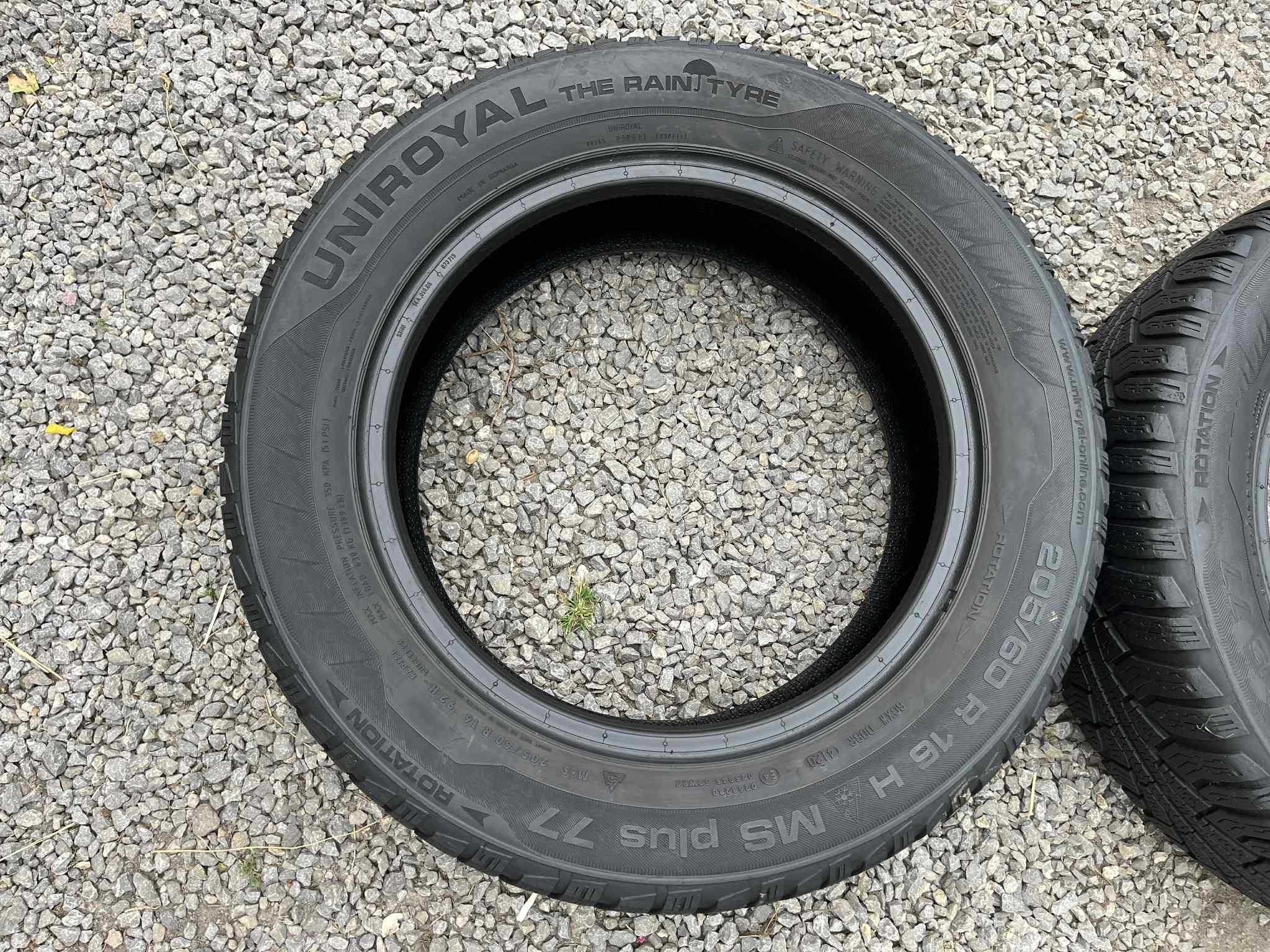 Opony 205/60R16 Uniroyal MS Plus 77 Zima 2sztuki 6,16mm bieznika