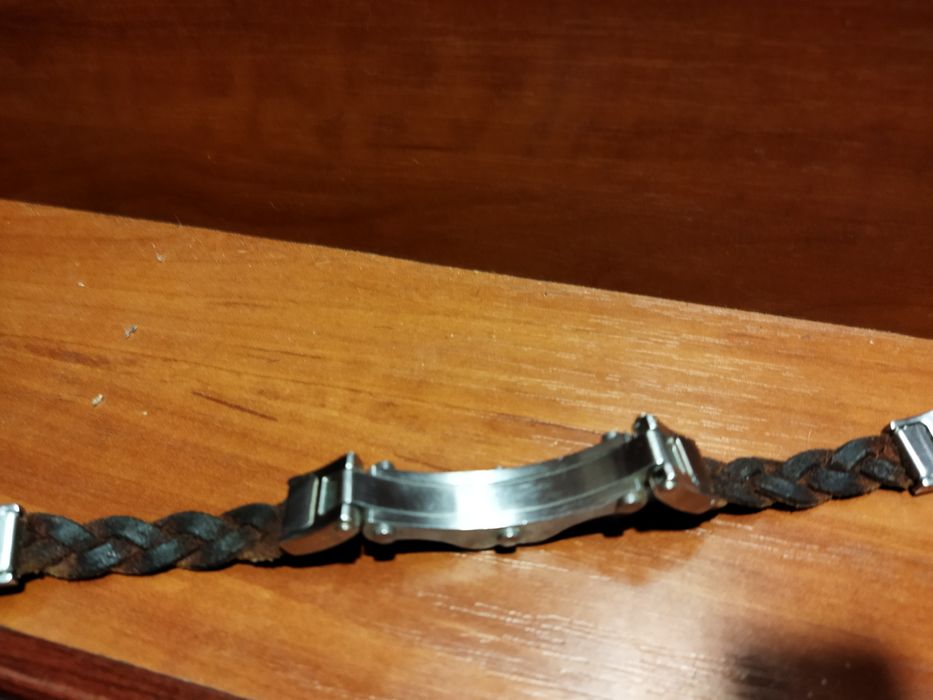 Браслет мужской- кожа, метал