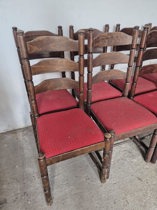 Krzesło drewniane, krzesła używane klasyczne PRL zestaw 10 szt.
