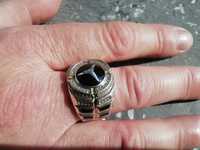 Sygnet pierścień firmowy z emalią srebrny pr. 925