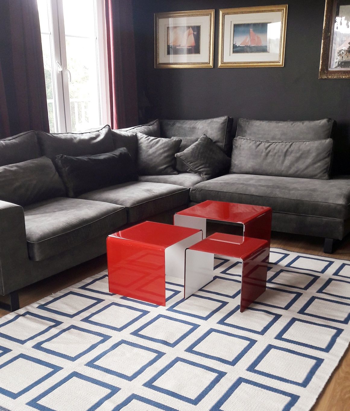 Komplet 3 szt Nowoczesny Designerski Szklany Stolik Kawowy Priam