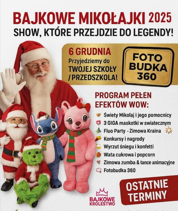 Animacje dla dzieci ,Mikołajki,bale karnawałowe, dmuchańce,fluo party