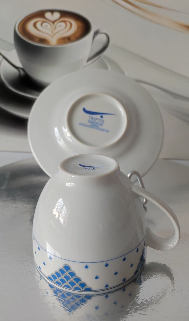 Piękna stara porcelana Trio filiżanka spodek deserowy