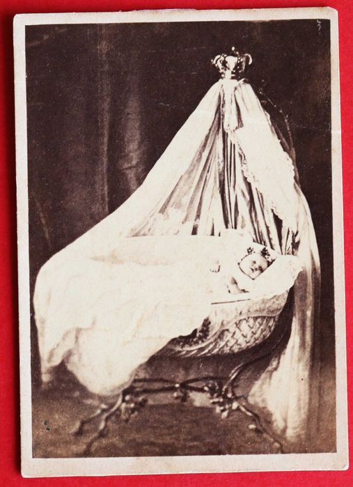 Príncipe Real D. Carlos no berço CDV F.A. Gomes, raro