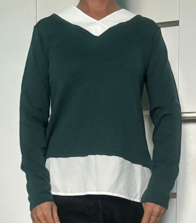 Sweter z koszulową wstawką rozmiar M/L