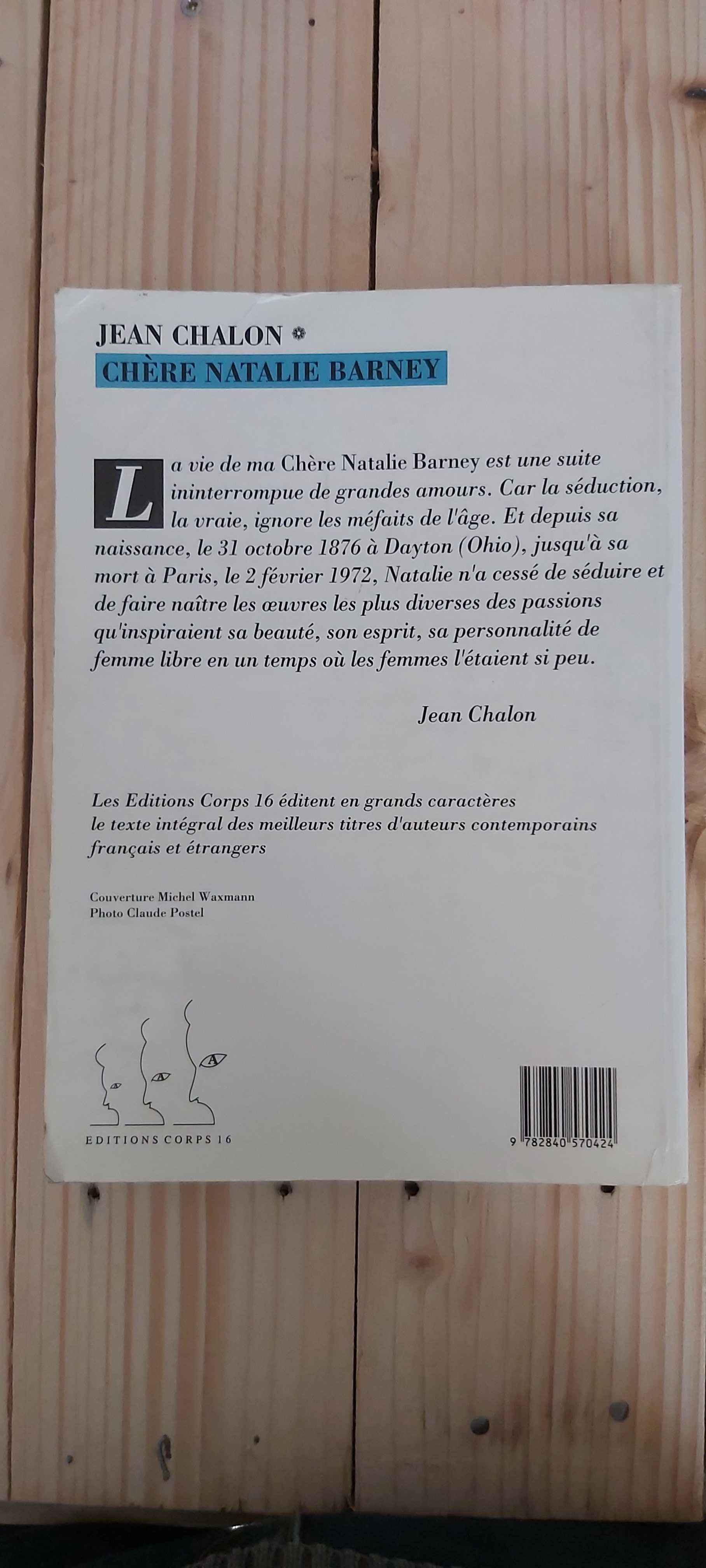 Livro Ref-PVI : Chère Natalie Barney - Jean Chalon