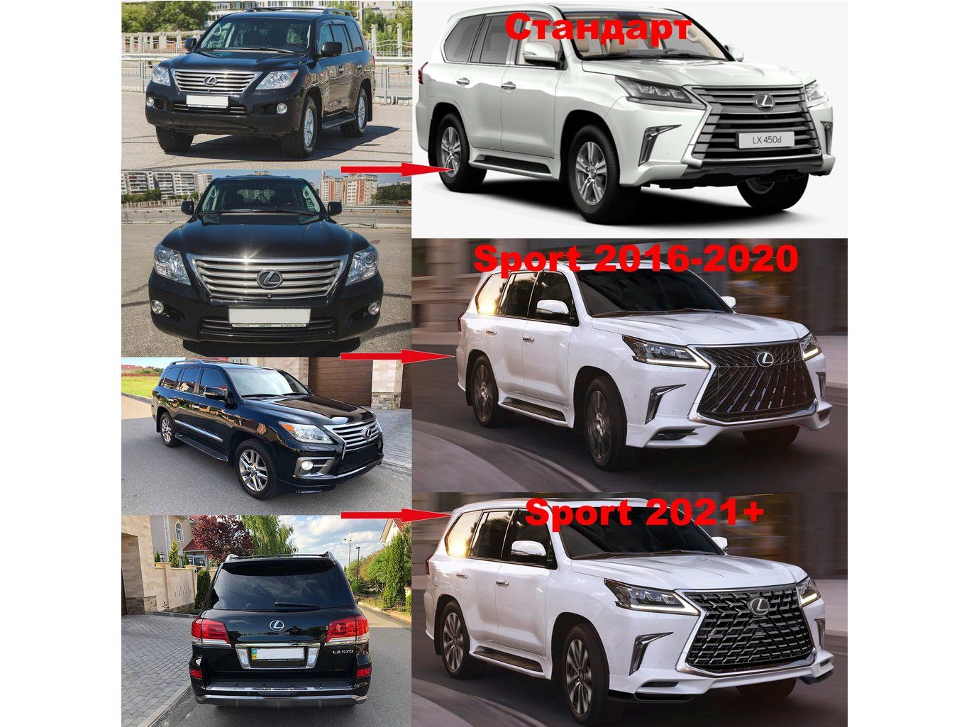 Lexus LX570 Комплект рестайлинга с модели 2008-2016 на TRD Sport 2021+