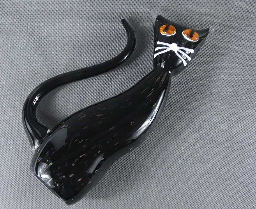Figura szkło MURANO KOT kotek czarny 37,5cm 2,7kg