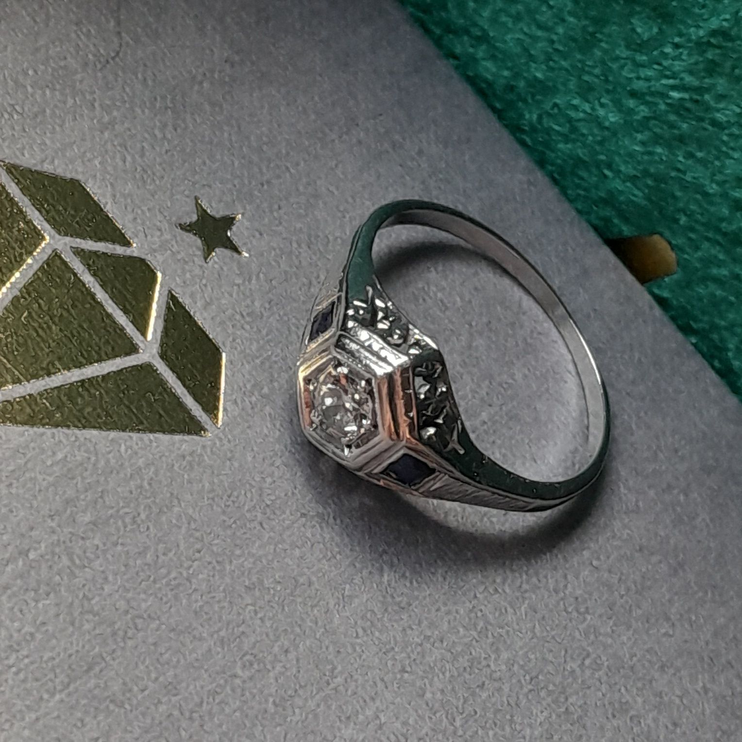R.11 Pierścionek Art Deco 1920 Brylant Diament Złoto 750 WYCENA